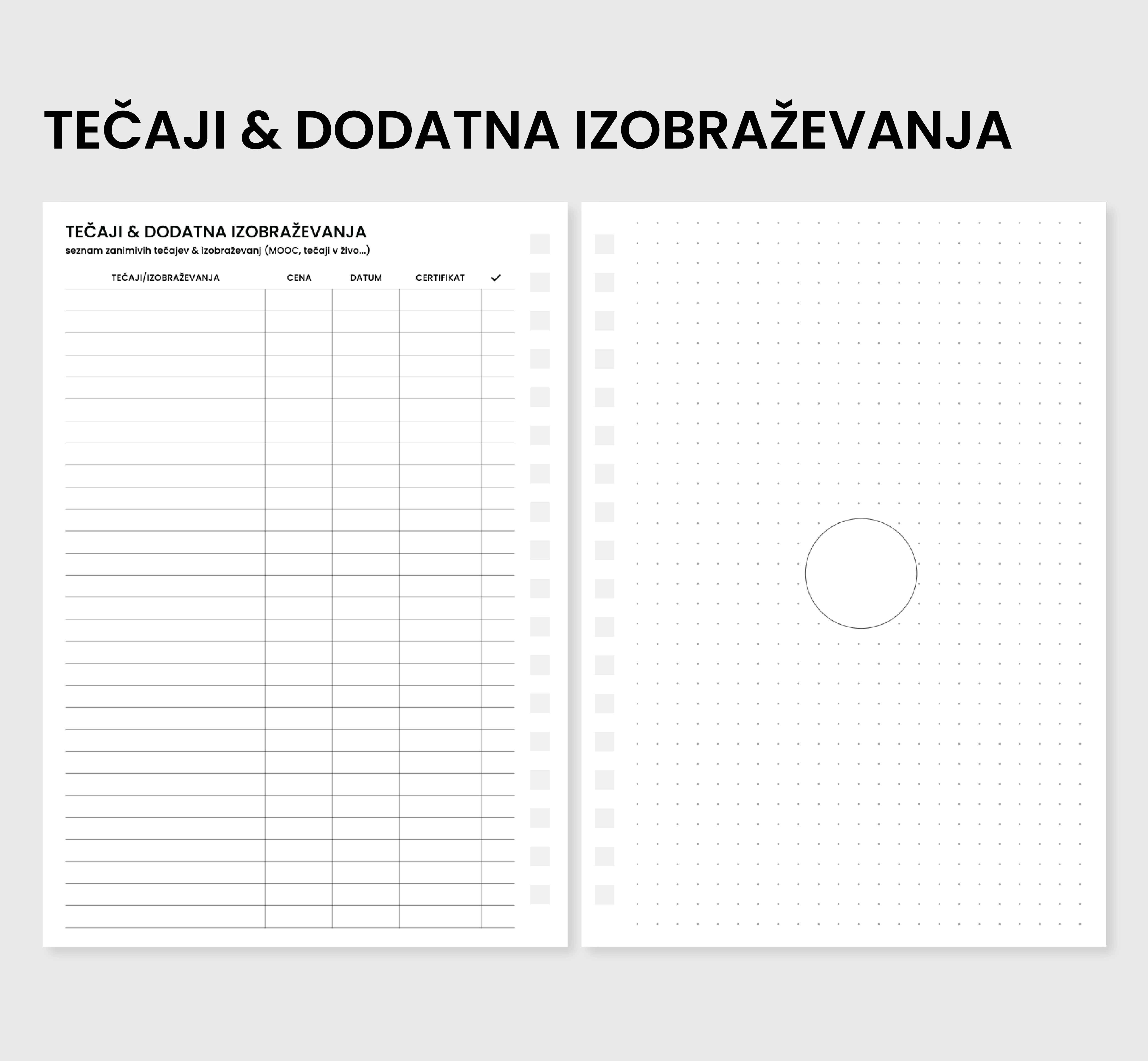 Tečaji in izobraževanja